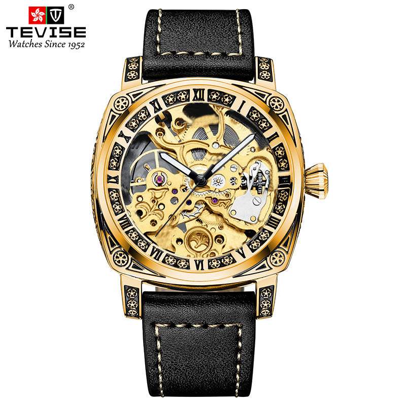 2025 New Watch Two-Way Movement Casual Men's Belt Watch Stainless Steel Fully Automatic Mechanical Watch Dropshipping