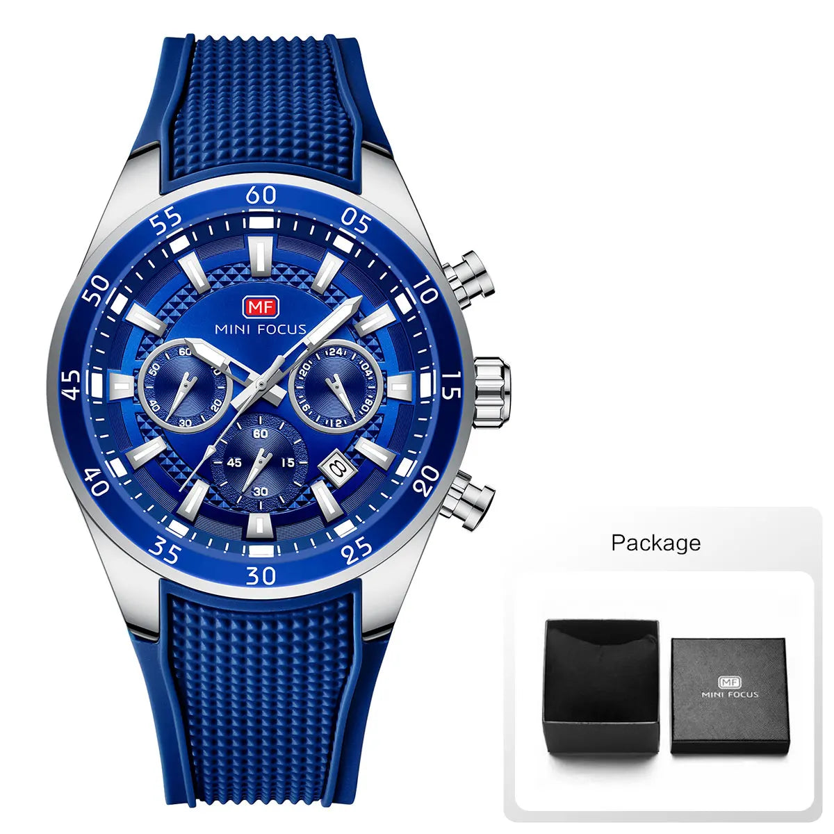 2026 New MINI FOCUS Men's Sports Quartz Watch Casual Analog Wrist Watch with Luminous Hands Silicone Strap Date Water Resistant