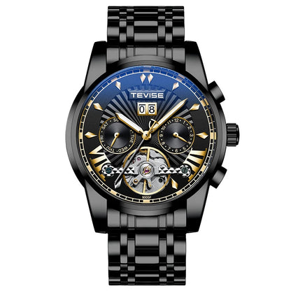 High Grade New Product Luxury Custom logo Stainless Tourbillon Multi Functional Dial Automatic Movement Watch for Man