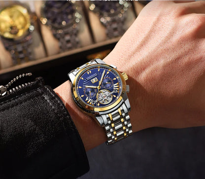 POEDAGAR Automatic Watches 1401 Luxury Mechanical Tourbillon Watch for Men Full Steel Mens Wristwatch Clock Relogio Masculino