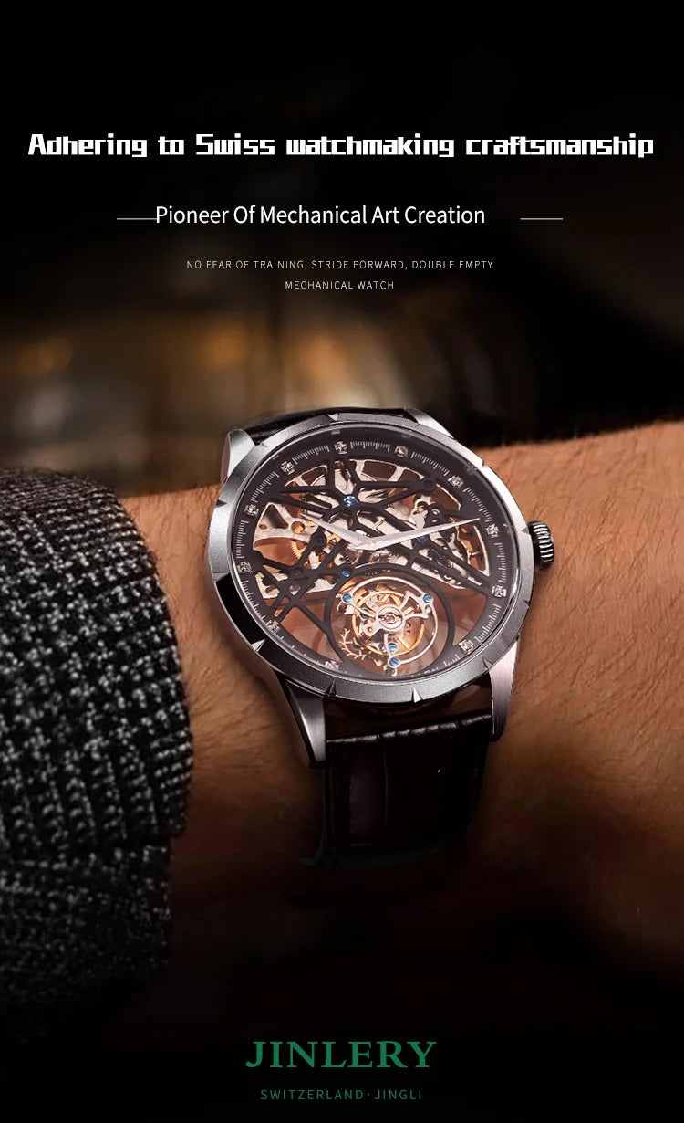 JINLERY Fashion Real Tourbillon Watch Man Luxury Skeleton Watches for Men Wristwatch Male Clock New  Gifts Relogio Masculino2025