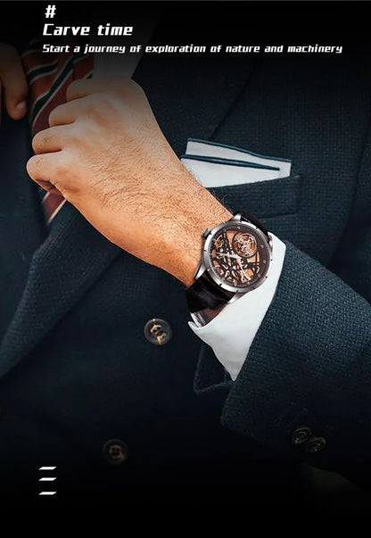 JINLERY Fashion Real Tourbillon Watch Man Luxury Skeleton Watches for Men Wristwatch Male Clock New  Gifts Relogio Masculino2025