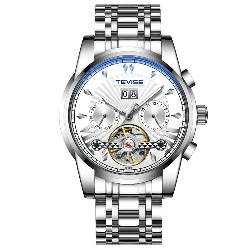 High Grade New Product Luxury Custom logo Stainless Tourbillon Multi Functional Dial Automatic Movement Watch for Man