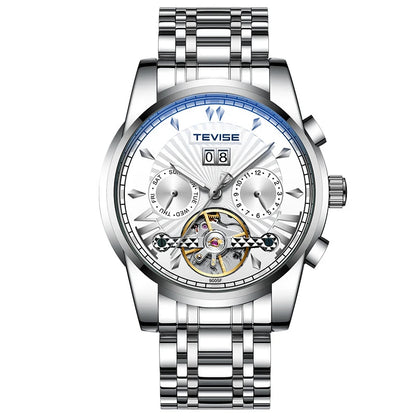High Grade New Product Luxury Custom logo Stainless Tourbillon Multi Functional Dial Automatic Movement Watch for Man