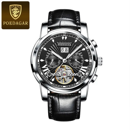 POEDAGAR Automatic Watches 1401 Luxury Mechanical Tourbillon Watch for Men Full Steel Mens Wristwatch Clock Relogio Masculino