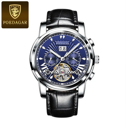 POEDAGAR Automatic Watches 1401 Luxury Mechanical Tourbillon Watch for Men Full Steel Mens Wristwatch Clock Relogio Masculino
