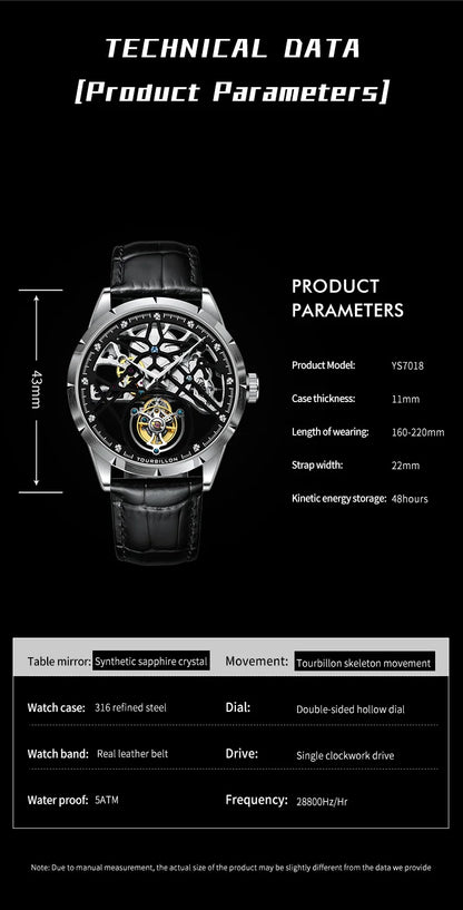 JINLERY Fashion Real Tourbillon Watch Man Luxury Skeleton Watches for Men Wristwatch Male Clock New  Gifts Relogio Masculino2025