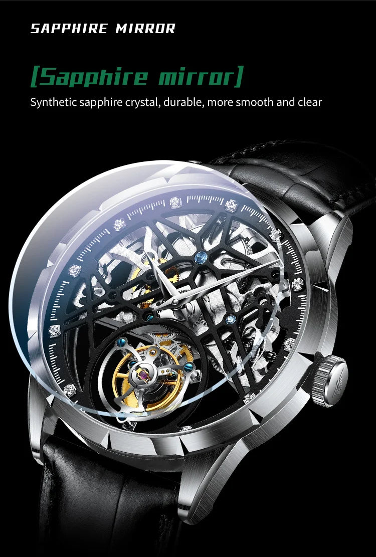 JINLERY Fashion Real Tourbillon Watch Man Luxury Skeleton Watches for Men Wristwatch Male Clock New  Gifts Relogio Masculino2025