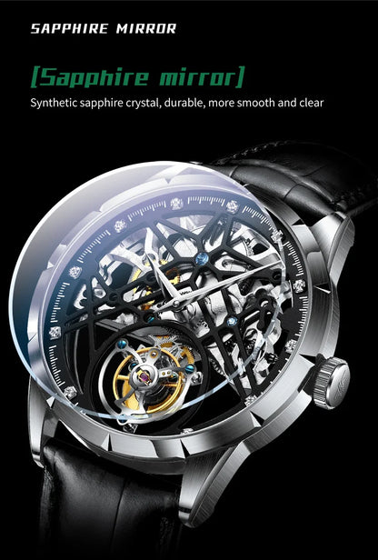 JINLERY Fashion Real Tourbillon Watch Man Luxury Skeleton Watches for Men Wristwatch Male Clock New  Gifts Relogio Masculino2025