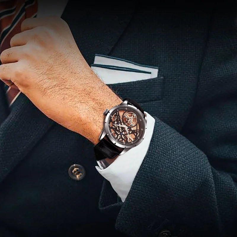 JINLERY Fashion Real Tourbillon Watch Man Luxury Skeleton Watches for Men Wristwatch Male Clock New  Gifts Relogio Masculino2025