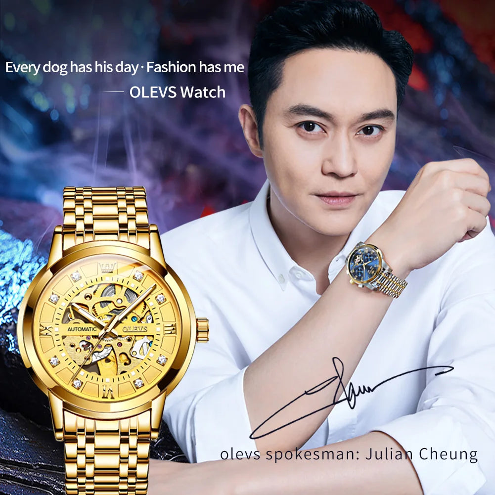 Double Sided Hollow Technology OLEVS 9901 Quartz Men's Watch Men's Business Waterproof Quartz Luxury Brand Couple Watch