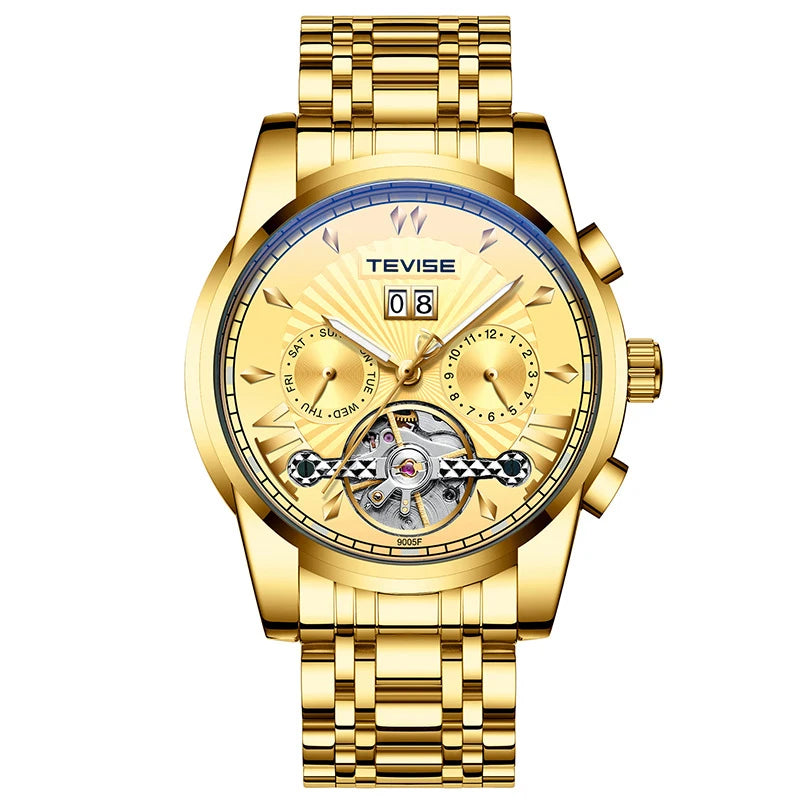High Grade New Product Luxury Custom logo Stainless Tourbillon Multi Functional Dial Automatic Movement Watch for Man