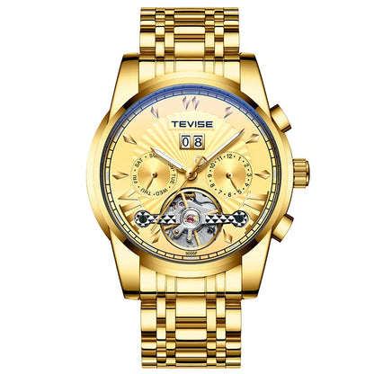 High Grade New Product Luxury Custom logo Stainless Tourbillon Multi Functional Dial Automatic Movement Watch for Man