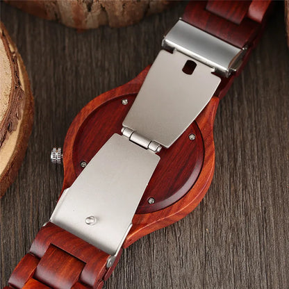 100% Nature Red Sandalwood Full Wooden Bangle Watches Simple Men's Handmade Wood Quartz-watch Bamboo Wrist Watch Reloj de madera