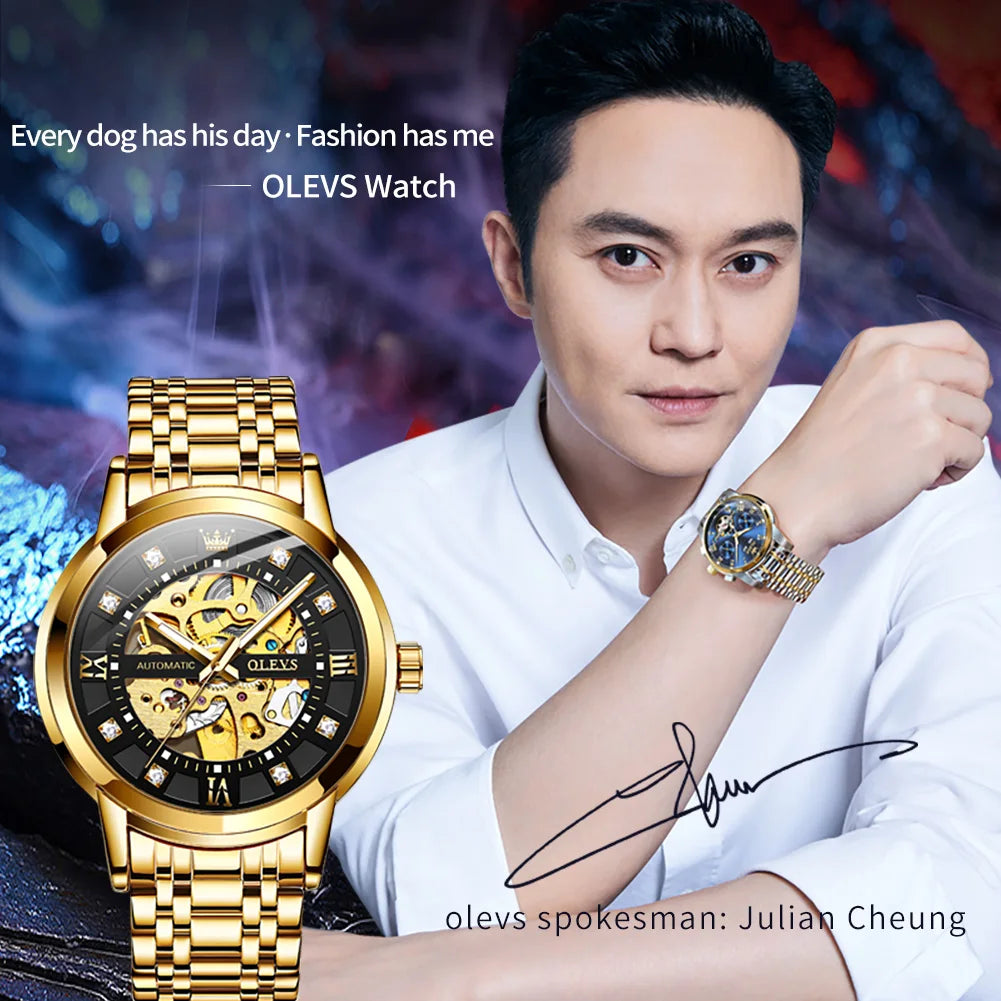 Double Sided Hollow Technology OLEVS 9901 Quartz Men's Watch Men's Business Waterproof Quartz Luxury Brand Couple Watch