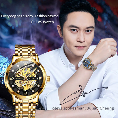 Double Sided Hollow Technology OLEVS 9901 Quartz Men's Watch Men's Business Waterproof Quartz Luxury Brand Couple Watch