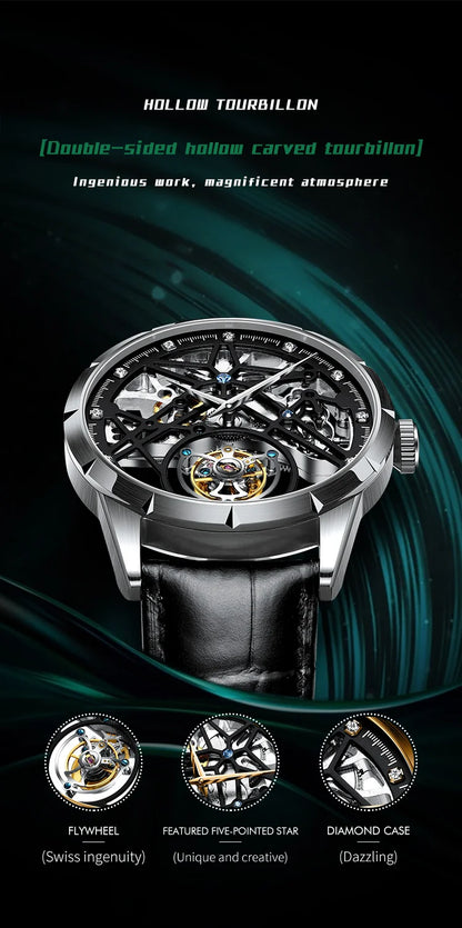JINLERY Fashion Real Tourbillon Watch Man Luxury Skeleton Watches for Men Wristwatch Male Clock New  Gifts Relogio Masculino2025