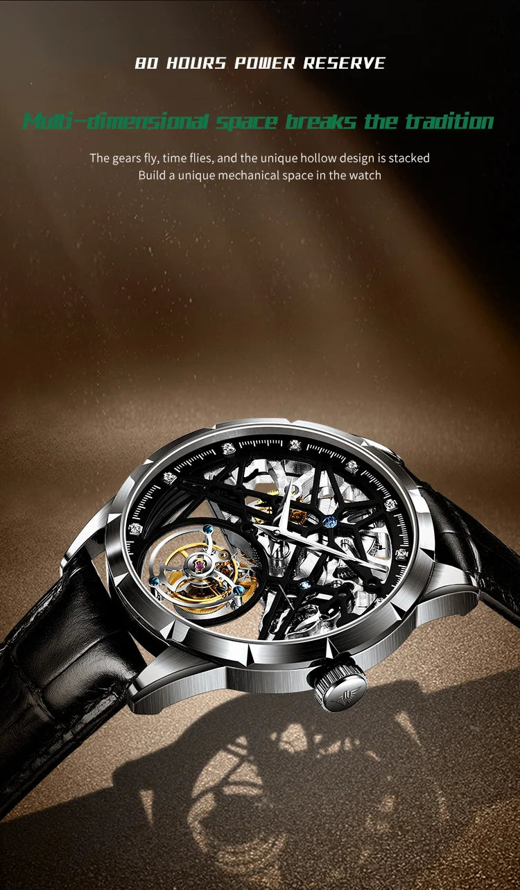 JINLERY Fashion Real Tourbillon Watch Man Luxury Skeleton Watches for Men Wristwatch Male Clock New  Gifts Relogio Masculino2025