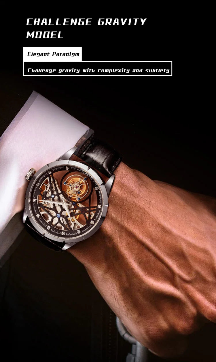 JINLERY Fashion Real Tourbillon Watch Man Luxury Skeleton Watches for Men Wristwatch Male Clock New  Gifts Relogio Masculino2025