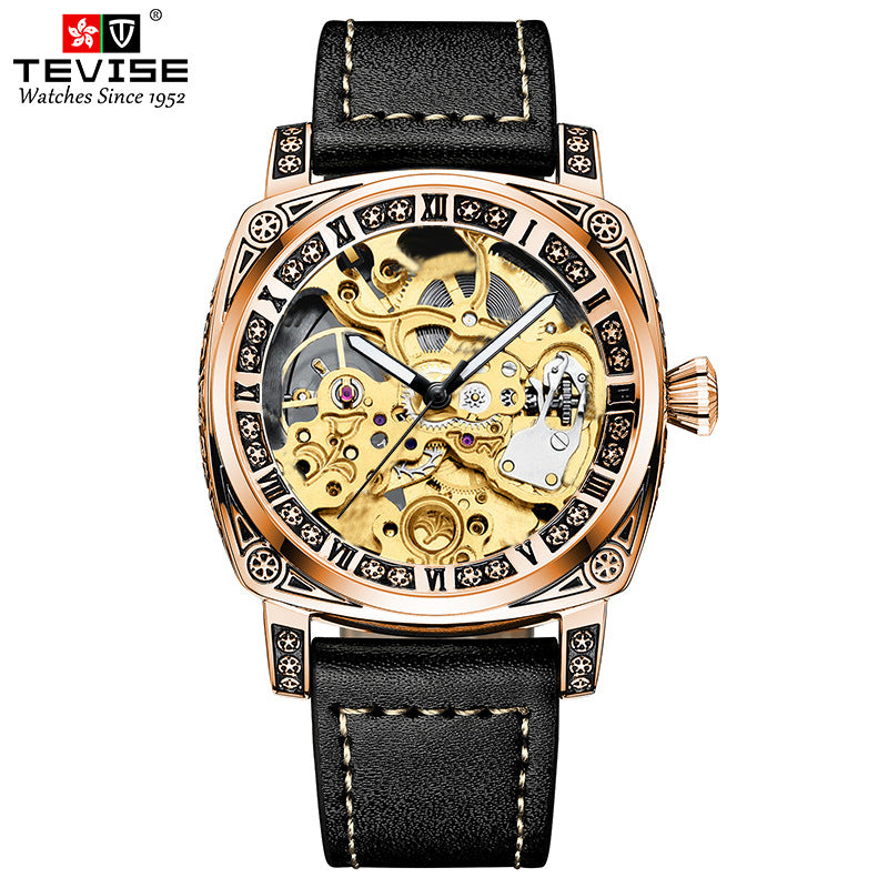 2025 New Watch Two-Way Movement Casual Men's Belt Watch Stainless Steel Fully Automatic Mechanical Watch Dropshipping