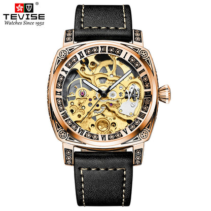 2025 New Watch Two-Way Movement Casual Men's Belt Watch Stainless Steel Fully Automatic Mechanical Watch Dropshipping