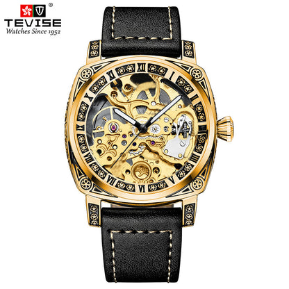 2025 New Watch Two-Way Movement Casual Men's Belt Watch Stainless Steel Fully Automatic Mechanical Watch Dropshipping