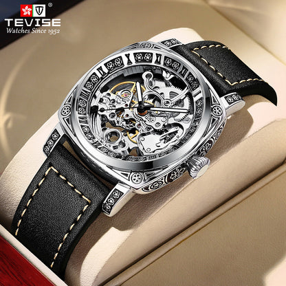 2025 New Watch Two-Way Movement Casual Men's Belt Watch Stainless Steel Fully Automatic Mechanical Watch Dropshipping