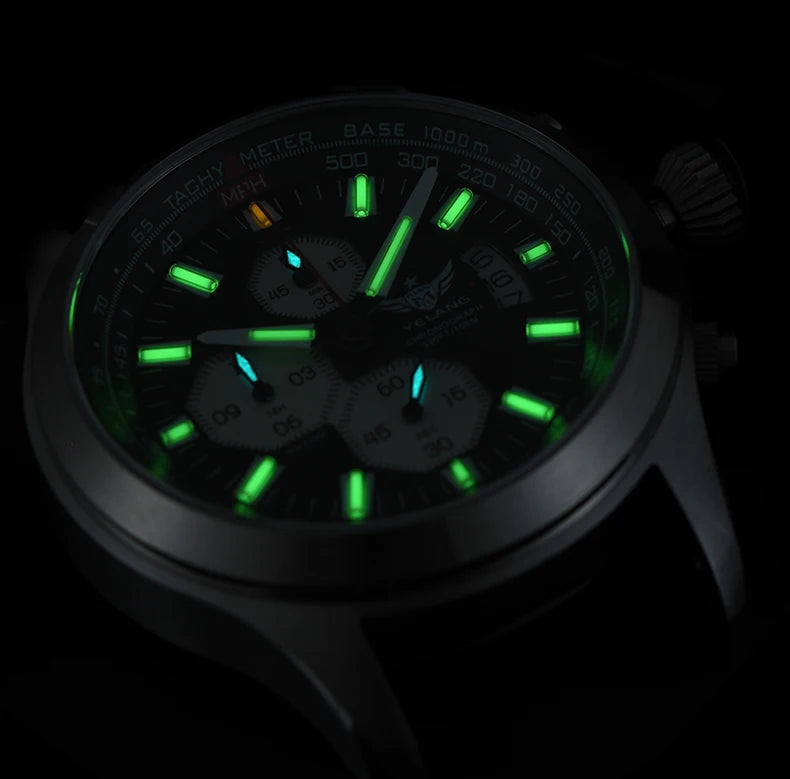 Yelang V1029S Men's Quartz Watch 42mm Japan OS00 Movement Luminous Stainless Steel 10Bar Waterproof Sports Watches