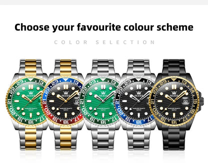 OLEVS 3610 Mens Watch Stainless Steel Date Quartz Watch Waterproof Luminous Sports Watches Man Box Gifts Original Reloj