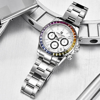 PAGANI DESIGN 2026 New VK63 Rainbow Circle Luxury Quartz Watch For Men Stainless Steel 30M Waterproof Chronograph reloj hombre