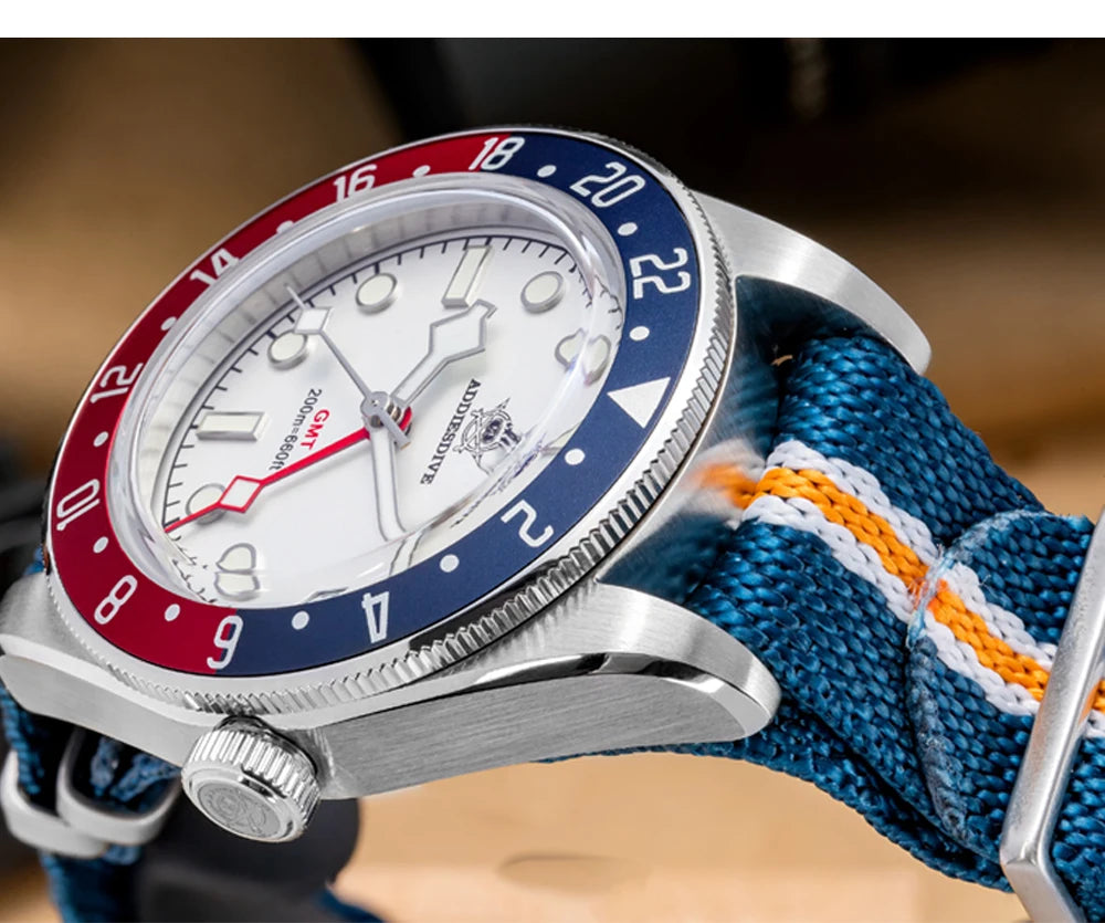 ADDIESDIVE TOP Quartz Watches 20Bar Diving BGW9 Super LuminousSwiss Ronda 515-24H GMT Watch Men's Watch relogios masculino