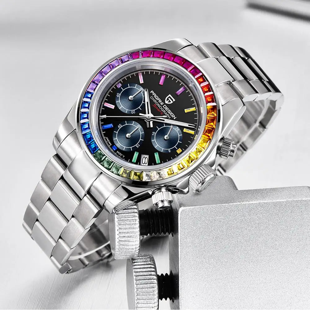 PAGANI DESIGN 2026 New VK63 Rainbow Circle Luxury Quartz Watch For Men Stainless Steel 30M Waterproof Chronograph reloj hombre