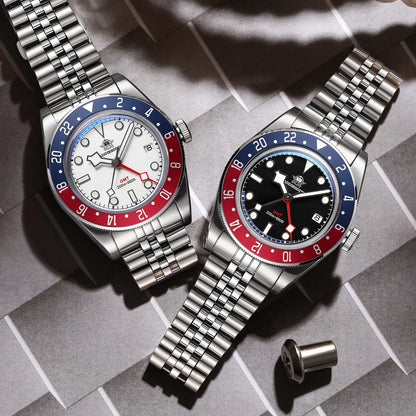 ADDIESDIVE Mens GMT Watches Luxury Stainless Steel Casual Quartz Watch Men Sport 200MM Waterproof Wristwatches Relogio Masculino