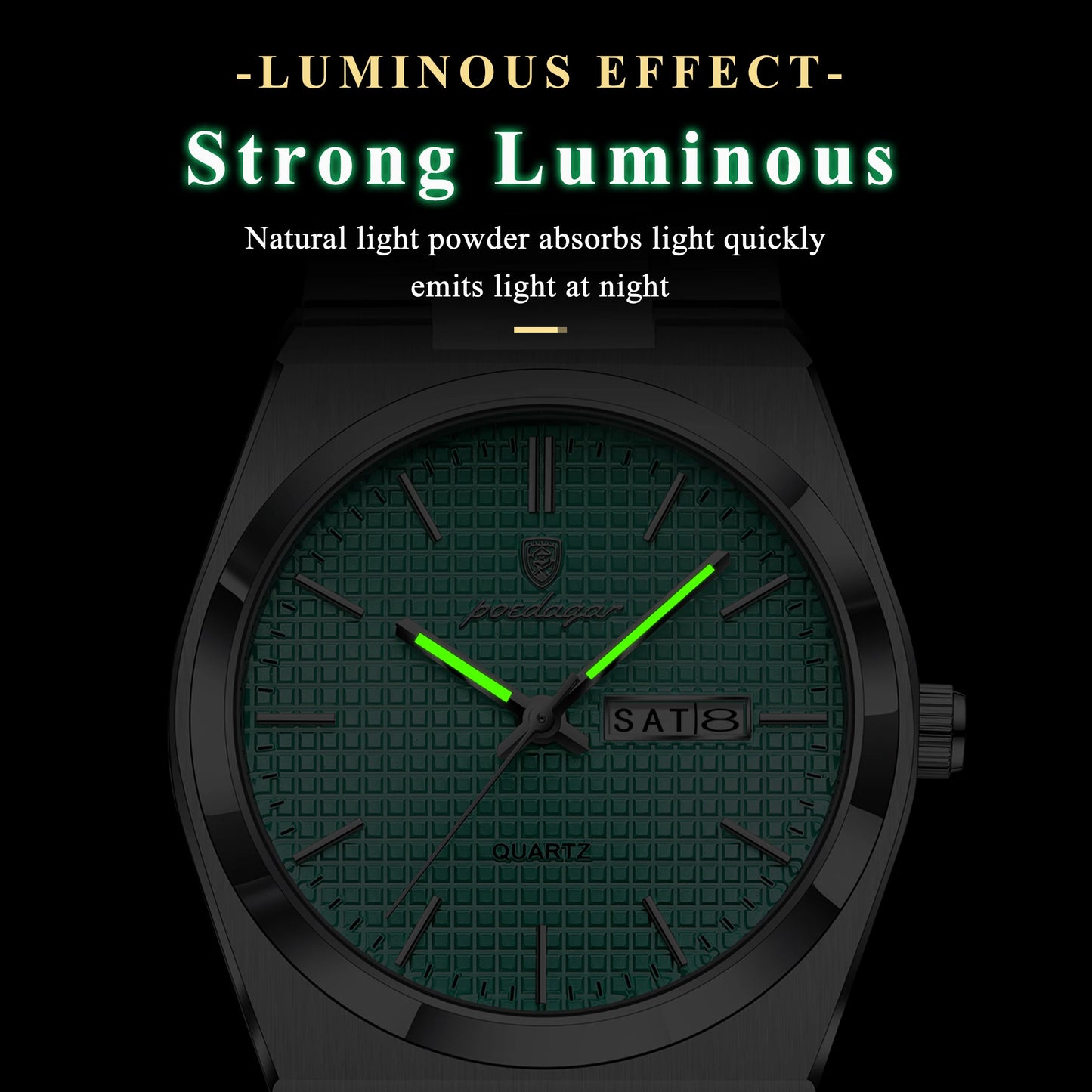 POEDAGAR High Quality Luxury Watch For Men Waterproof Luminous Man Wristwatch Original Date Week Quartz Casual Men's Watches+Box