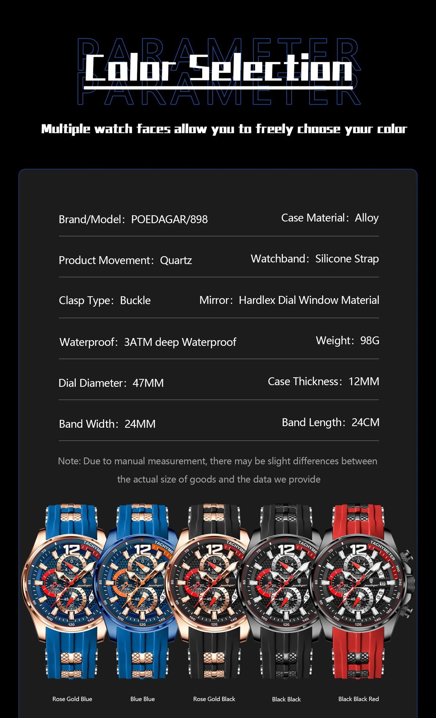 POEDAGAR Functional Watch For Men Date Chronograph Luminous Waterproof Silicone Classic Male Watch Quartz Original Men's Watches