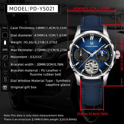 PAGANI DESIGN 2026 Men's Mechanical Watch E3255Y 41mm with Sapphire Glass Stainless Steel Calendar Waterproof Reloj Hombre