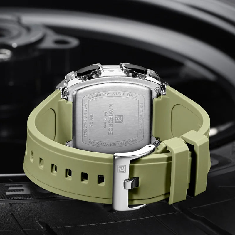 NAVIFROCE Relogio Masculino 2025 Man LCD Display Wristwatches Men Watches Luminous Military Sport Waterproof Quartz Male Clock