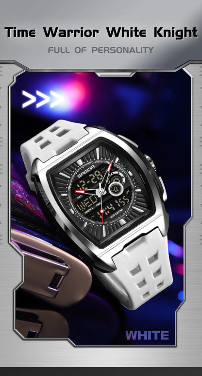 SANDA Luxury Men Wristwatch Electronic LED Display Luminous Sports Man Watch Quartz Waterproof Military Alarm Date Watches Male