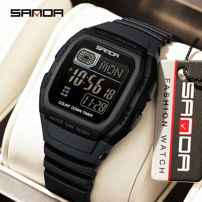 Fashion SANDA New 2208 Fashion Men's Electronic Watch Outdoor Sports Waterproof Timing LED Women's Watch