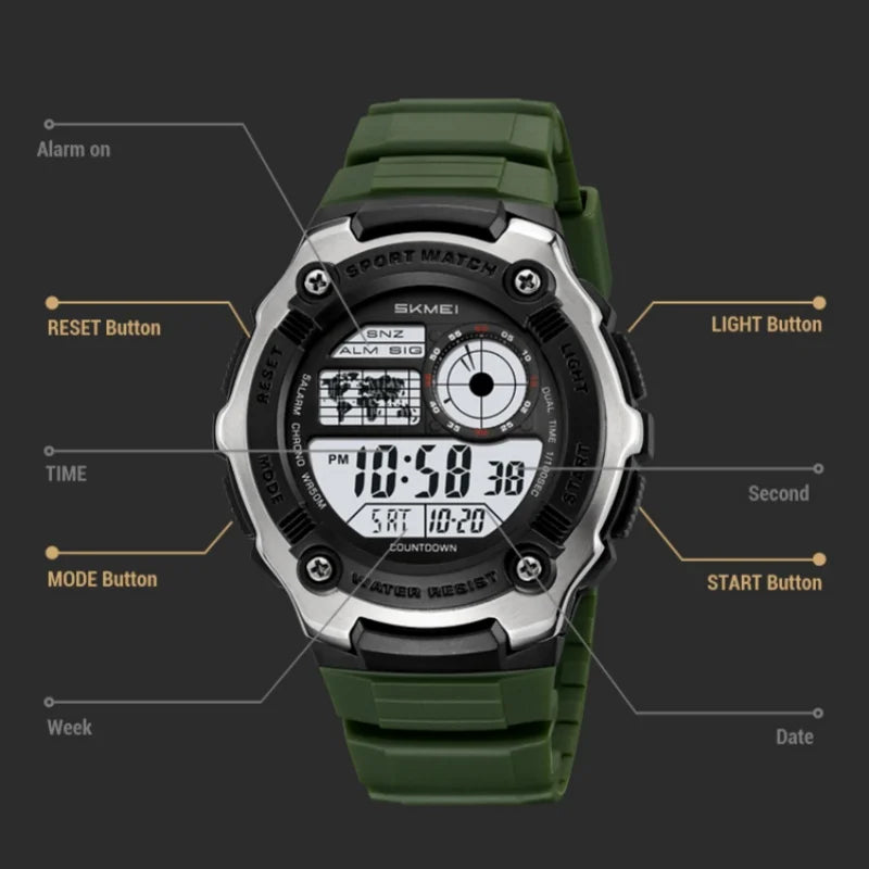 SKMEI 2517 Fashion Multifunction Electronic Watches for Man Alarm Clock Students Wristwatch Waterproof Casual Men Digital Watch