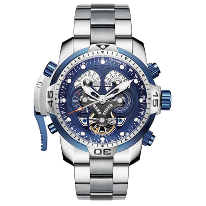 Reef Tiger/RT Designer Stainless Steel Completed Calendar Automatic Watch Men Date Rose Gold Bracelet Mechanical Watches RGA3503