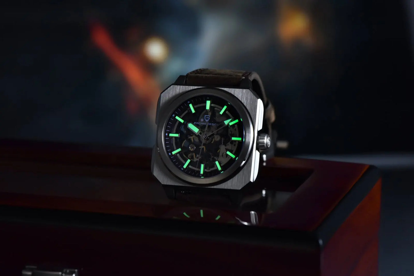 PAGANI DESIGN sports Square Men's Mechanical Automatic Watch Waterproof Retro Leather Outdoor Sports Luminous Gift Men's Watch