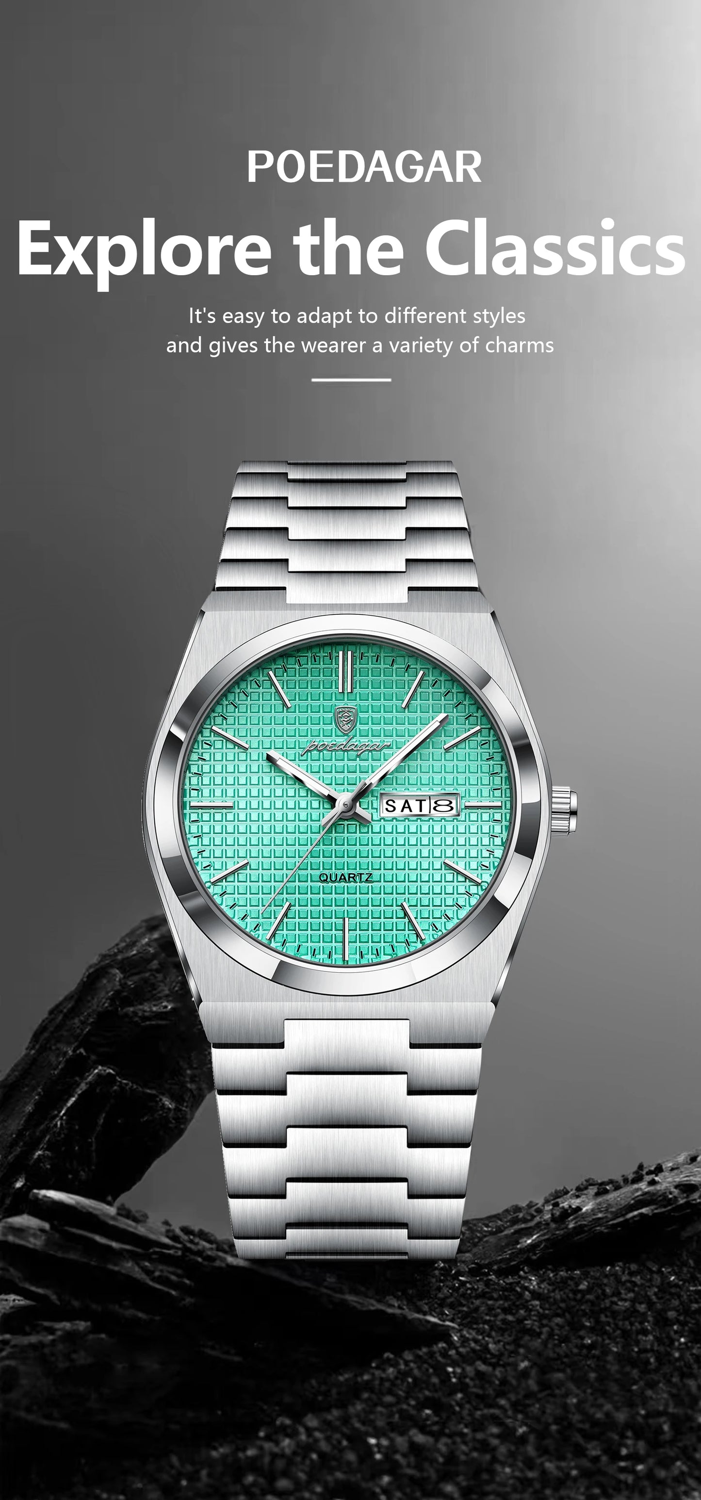 POEDAGAR High Quality Luxury Watch For Men Waterproof Luminous Man Wristwatch Original Date Week Quartz Casual Men's Watches+Box