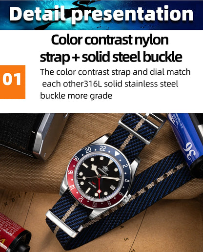 ADDIESDIVE TOP Quartz Watches 20Bar Diving BGW9 Super LuminousSwiss Ronda 515-24H GMT Watch Men's Watch relogios masculino