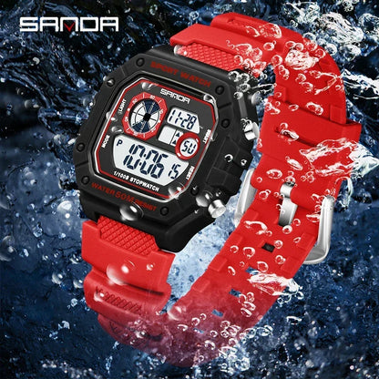 SANDA Fashion Brand Digital G Style Top Men's Watch Luxury Military Sport Waterproof Alarm Stopwatch Clock Relogio Masculino