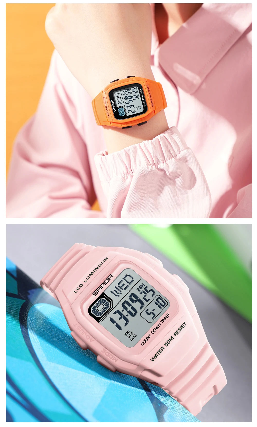 Fashion SANDA New 2208 Fashion Men's Electronic Watch Outdoor Sports Waterproof Timing LED Women's Watch