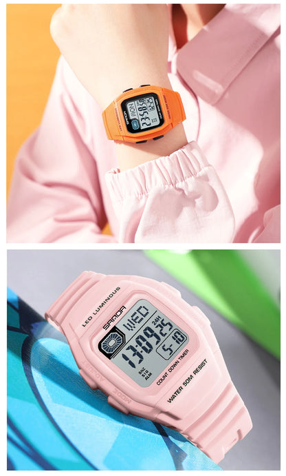 Fashion SANDA New 2208 Fashion Men's Electronic Watch Outdoor Sports Waterproof Timing LED Women's Watch