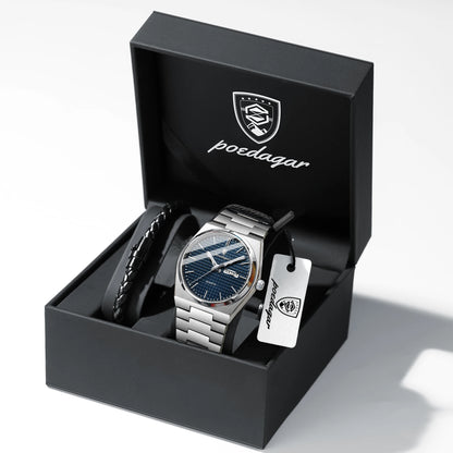 POEDAGAR High Quality Luxury Watch For Men Waterproof Luminous Man Wristwatch Original Date Week Quartz Casual Men's Watches+Box
