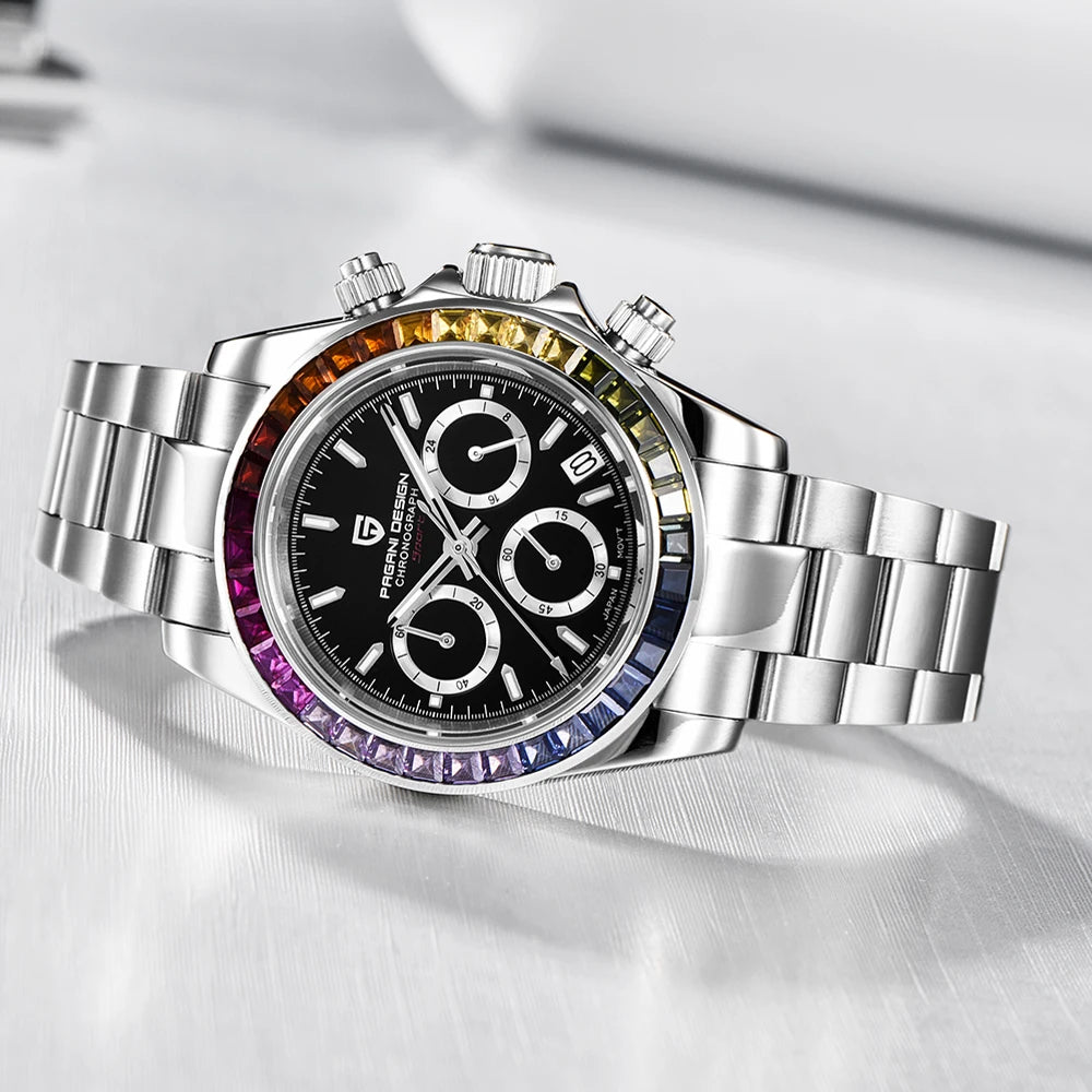 PAGANI DESIGN 2026 New VK63 Rainbow Circle Luxury Quartz Watch For Men Stainless Steel 30M Waterproof Chronograph reloj hombre