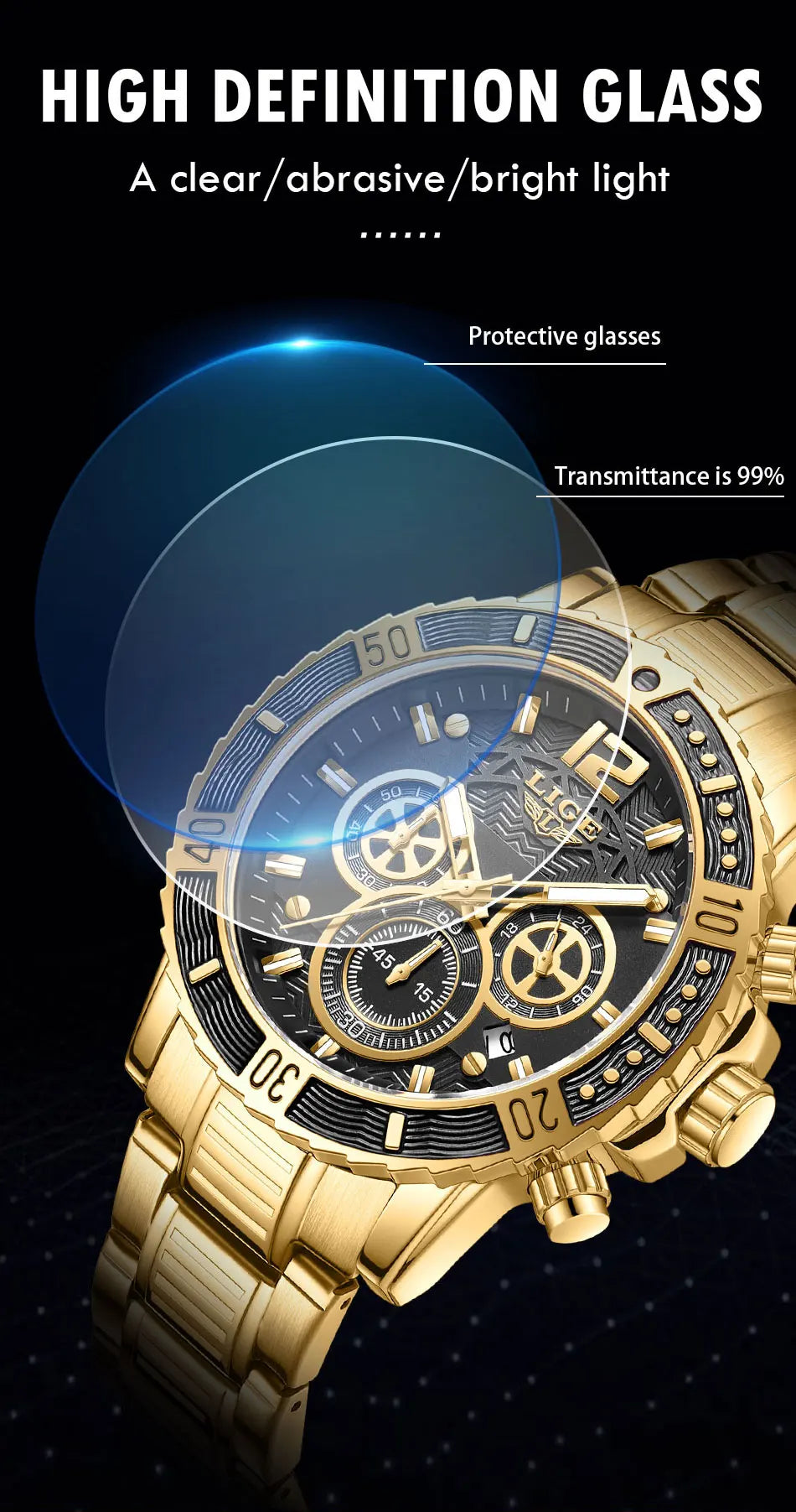 LIGE Luxury Casual Men's Wristwatch Sports Stainless Steel Waterproof Date Man Watch High Quality Fashion Quartz Men Watches